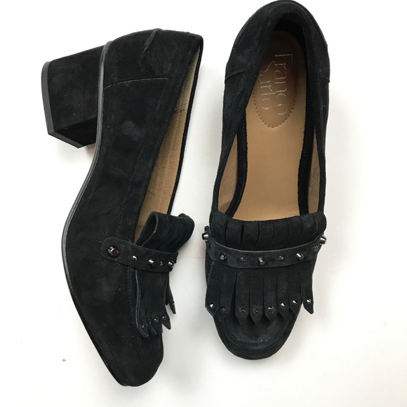 franco sarto black suede loafers